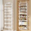 CUISIBOT 8 Tier Pantry Door Organizer, 2 IN 1 Over the Door Pantry Organizer with Metal Adjustable Baskets,Spice Rack Wall Mount or Door Organizer, Door Spice Rack for Pantry
