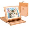 Cularve Tabletop Easel with Storage Drawer, Portable Folding Beech Wood Art Easel with Palette, for Painting Beginners Practicing Sketching, Watercolor and Acrylic
