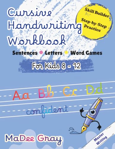 Cursive Handwriting Workbook for Kids 8–12: A creative book with alphabet tracing, themed word practice, scrambled puzzles, global writing prompts, ... and personal journaling. (The Marvel Pen)