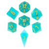 Cusdie Frosted Dice Sharp Edges DND Dice, 7 PCs D&D Dice, Handcrafted Polyhedral Dice Set, for Role Playing Game(Green)