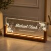 Custom Acrylic Office Name Plate with LED Wooden Base