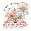Custom A New Chapter Begins Name Sticker Personalized Text Floral Flower Books Decal Waterproof Die Cut Vinyl Decal for Water Bottle Laptop Helmet Car Phone Tablet for Girl Boy Kid