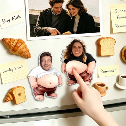 Custom Face Squishy Belly Fridge Magnet Personalized Photo Acrylic Magnet Soft Squeeze Stress Relief Toy Funny Customized Gift for Couples Mom Dad Friends Holiday Kitchen Refrigerator Decor (Style1)
