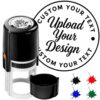 Custom Face Stamp Personalized Round Self Inking Stamps with Photo Text Logo