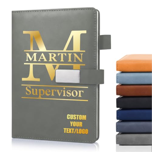 Custom Journal Notebook with Name and Text - Personalized Leather Journal - UV Printing A5 Hardcover Executivenotebooks for Work - Personalized Gifts for Employees, Bosses, Teachers - Business Gifts