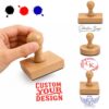 Custom Logo Stamp Personalized Wooden Rubber Square Stamps for Business