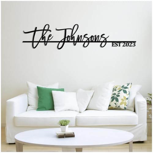 Custom Metal Name Sign - Personalized Family Last Name Sign for Home - Established Monogram Plaque - Unique Metal Wall Art Decor - Personalized Family Wedding Nursery Housewarming Gifts