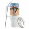 Custom Mountain Biker 40oz Tumbler with Handle, Personalized Desert Cycling Travel Mug, Colorful Extreme Sports Cup Name - Sunrise - Trail Biking Nature Lover Explorer Backpacking Companion Flask