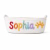 Custom Name Cotton Rope Storage Basket, Personalized Woven Storage Bin with Handles for Shelf Closet, Woven Blanket Basket for Toys, Books, Sundries, Basket for Gifts (White)