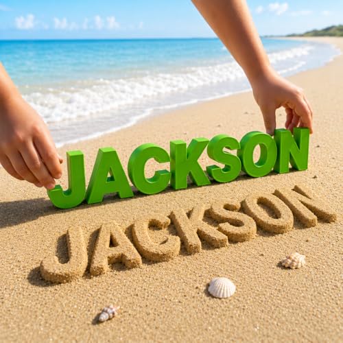 Custom Name Sand Mold for Toddlers – 3D Printed Letter Mold (2-8 Letters) with Multi-Color, Beach Sandbox Toy for Sandcastle Building, Easter Basket Stuffer Birthday Gift for Kids