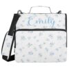Custom Personalized Name Blue Small Floral Zipper Binder 3 Ring