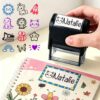 Custom Stamp - Personalized Self-Inking Stamp for Office, Teacher, Address & Business Label Stamper - 5 Sizes - 5 Ink Color Options - Up to 5 Lines of Customized Text (School)