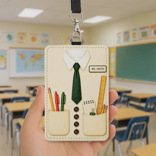 Custom Teacher Badge Holder, Shirt Pocket Teacher Lanyards for ID Badges, Classroom Decor Supplies Must Haves, End of Year Thank You Teachers Appreciation Gifts, Back to School Gifts for Teachers