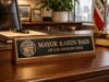 Custom Wooden Desk Name Plate - Personalized Mayor Office Nameplate - Government Desk Sign (11 X 2 INCHES)