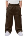 Custoneei Toddler Boys' Sweatpants Wide Leg Cargo Pants Baby Boys' Elastic Waist Athletic Joggers Baggy Pull On Pants Pockets(5T,Brown)