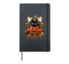 Cute Black Cat Pumpkin Halloween Spooky Retro Hardcover Journal, Black