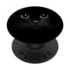 Cute Black with Green Eyes Cat PopSockets Adhesive PopGrip