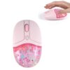 Cute Bluetooth Wireless Mouse,Rechargeable Cartoon Pig Mouse with USB Receiver& Bluetooth Dual Mode,RGB Backlit Silent Mice Quicksand Floating Design for Laptops Mac iPad PC Computer Desktop-Pink