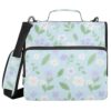 Cute Cartoon Purple Flowers 3 Rings 1.5 inch Zipper Binder Organizer with Handle Multi-Pocket Document Organizer Bag for Office School