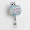 Cute Cat Fishbowl Shaker Badge Reel, Jellyfish Retractable ID Holder for Nurses, Teachers, Doctors, Midwives, Students and Office Staff, Cat Lover Work Badge Accessory, Birthday Appreciation Gift