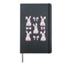 Cute Coquette Easter Bunny and Bows Brushstroke Pink Design Hardcover Journal, Black