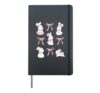 Cute Coquette Easter Bunny Pink Bows Aesthetic Girly Hardcover Journal, Black