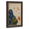 Cute Frog Trumpet Wall Art Whimsical Animal Poster Night Sky Canvas Print