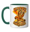 Cute Giraffe in Halloween Sweater Retro College Mascot Ceramic Mug, Dark Green/White, 11oz