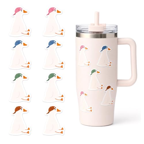 Cute Goose Stickers 48pcs, Funny Duck Decals with 4 Cap Colors for Water Bottles, Tumblers, Laptops, Notebooks, Journals, Scrapbooks, Kids Crafts, Classroom Rewards & Party Favors for Kids