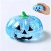 Cute Halloween Glitter Pumpkin Squeeze Toy, Soft TPR Squishy Fidget Stress Ball, Stretchable Sensory Toy for Anxiety Relief, Halloween Decor Gift for Adults