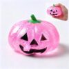Cute Halloween Glitter Pumpkin Squeeze Toy, Soft TPR Squishy Fidget Stress Ball, Stretchable Sensory Toy for Anxiety Relief, Halloween Decor Gift for Adults
