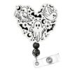 Cute Heart Spooky Ghost Black Bats Halloween Badge Reel Fall October Trick or Treat Horror Theme Nurse Nurses Nursing Staff Retractable ID Holder Name Tag Accessories Gifts for Women Men Adults