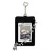 Cute Kpop Photocard Holder Keychain, Black Leather Photo Card Holder ID Badge Holder，Accessories for Korean Music Lover