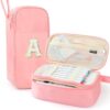 Cute Large Pencil Case Pouch,Personalized Initial Pencil Bag for Girls Boy