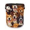 Cute Puppy Dog Faces Dirty Clothes Hamper,Foldable Laundry Basket with Handles,Pet Lover Waterproof Oxford Cloth Storage Bin for Bedroom Bathroom Nursery,16 x 20 Inch