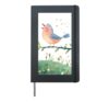 Cute Singing Bluebird on Branch in Spring Floral Meadow Art Hardcover Journal, Black
