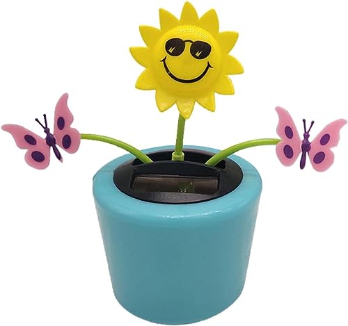 Cute Solar Dancing Flowers Swinging Sunflower Insect Flip Flap Flowers Solar Power Bobblehead Dancing Flowers for Solar Power Kits Car Home Decoration Solar Power Kits