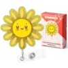 Cute Sun Nurse Badge Reel, Funny Sunshine Retractable ID Badge Holder with Alligator Clip, Name Tag Badge Buddy for Pediatrics ER RN CNA LPN MA Nursing Student Social Worker Teacher PhD Office Staff