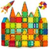 CuteTiger Magnetic Tiles, Magnet Tiles, 100 Pcs Magnetic Building Blocks No Cars, Square Building Castle, Preschool Toys, STEM Stacking Construction Montessori Toys for Kids
