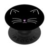 Cute White Cat Ears, Mouth & Whiskers - cat Lover Gift PopSockets Adhesive PopGrip