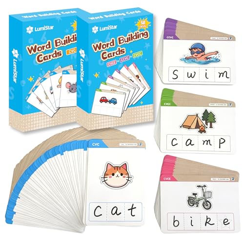 CVC CVCC CVCE CCVC Word Building Activity Cards 100 Writing & Spelling Phonics Flash Cards with 200 Words Phonemic Awareness Classroom Must Have Sight Words Practice Kindergarten Homeschool Supplies