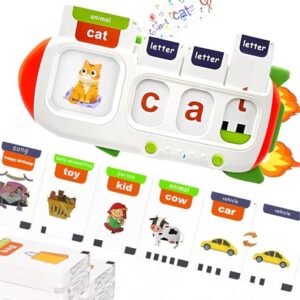 CVC Word Spelling Game for Kids Ages 3-7, Talking Flash Cards with Alphabet Card Reader, 107 Sight Words, Letter Matching and Spell-Check Practice, Preschool Kindergarten Learning Toy Gift