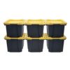 CX Heavy Duty 12-Gallon Stackable Plastic Storage Bins with Lids, 6 Pack