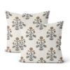 CXMEIFLY Brown Grey Vintage Pillow Covers 20 x 20 Inch Set of 2 Boho Brown Gray Floral Outdoor Decor Throw Pillows Neutral Block Print Flower Linen Farmhouse Decorative Pillowcases for Couch Bed Sofa