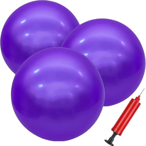CXso 2026 New Large Purple Elastic Rubber Exercise Sphere Accessory with Hand Inflation Pump, Smooth Glossy Multi-Purpose Inflatable Rubber Ball for Adult Daily Physical Relief