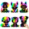 CY2SIDE Puppy Animal Color Scratch Bookmarks, DIY Dog Scratch Card for Birthday Party Decors, Puppy Dog Pet Magic Art Rainbow Color Paper Cards for Birthday Party Supplies