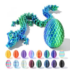 Cybermaker 12in 3D Printed Dragon Egg, Articulated Dragon Toy (Laser Green)