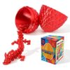 Cybermaker 12in 3D Printed Dragon Egg, Articulated Dragon Toy(Silk Red)