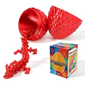 Cybermaker 12in 3D Printed Dragon Egg, Articulated Dragon Toy(Silk Red)