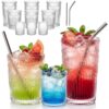 CycleMore 12Pc SunFlower Drinking Glasses,15oz + 12oz + 4oz Clear Cup